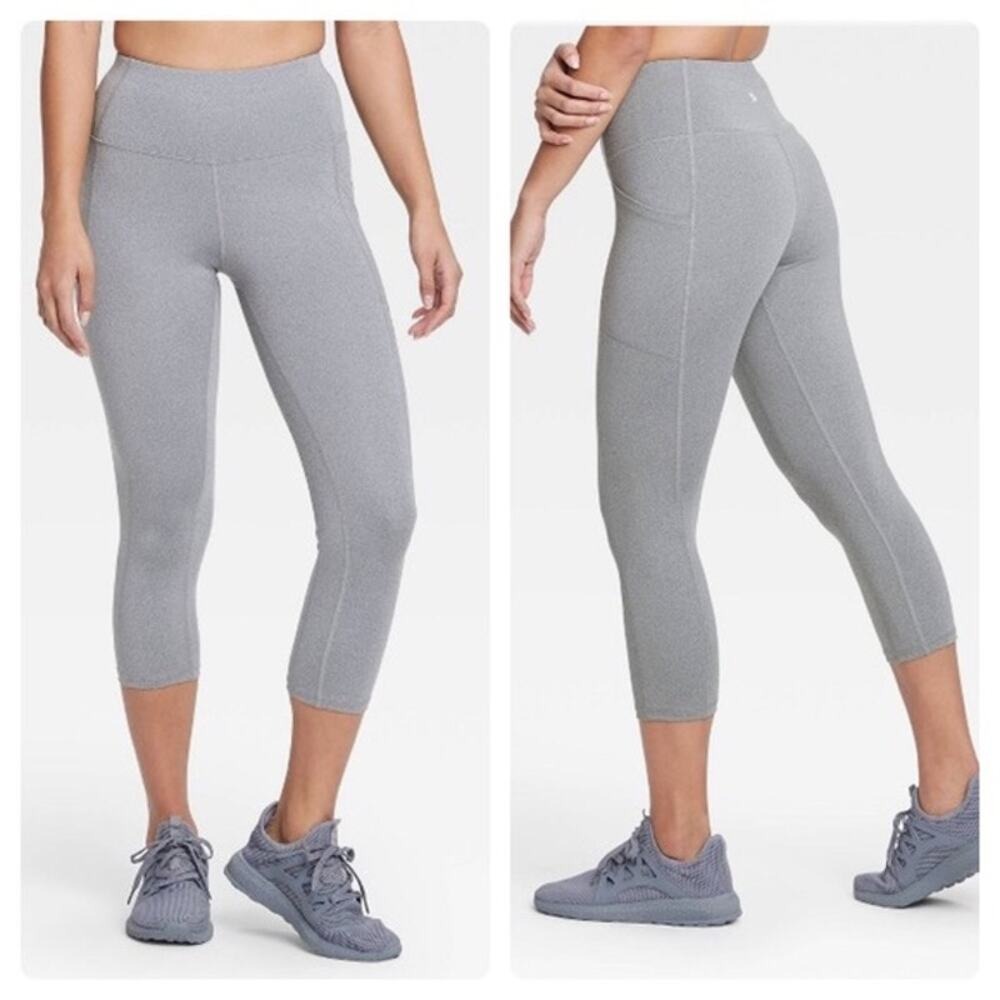 All In‎ Motion Capri Leggings Women Small Gray High-Rise Sculpted Side Pockets